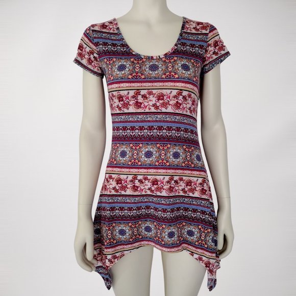 Jonathan Martin Striped Mixed Print Pullover Stretch Knit Tunic - Picture 1 of 11